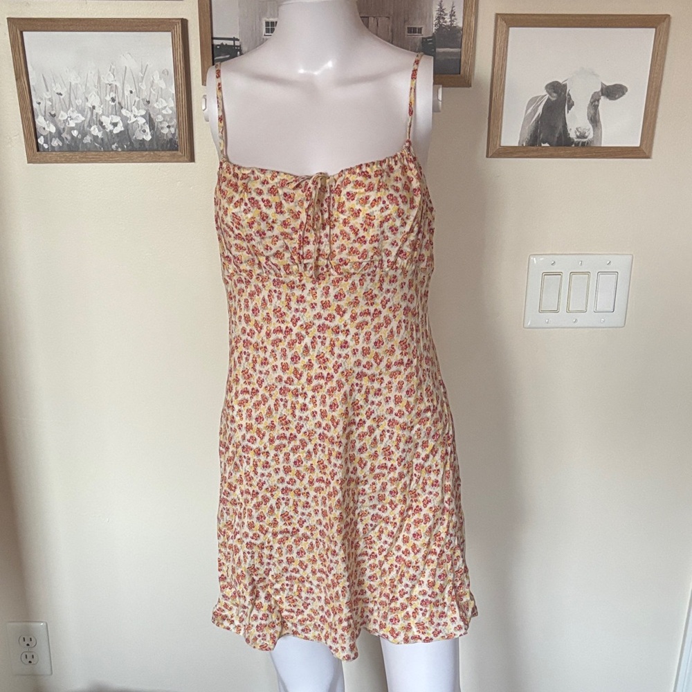 Reformation Red and Yellow Floral Mini Dress